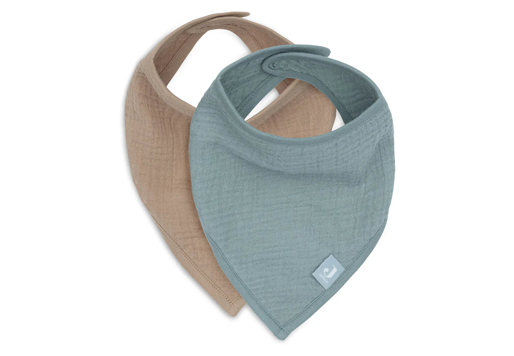 Bavoir Bandana Gaze de Coton - 2 Unités Sea Green/Biscuit