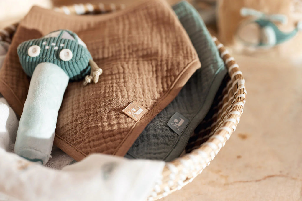 Bavoir Bandana Gaze de Coton - 2 Unités Sea Green/Biscuit