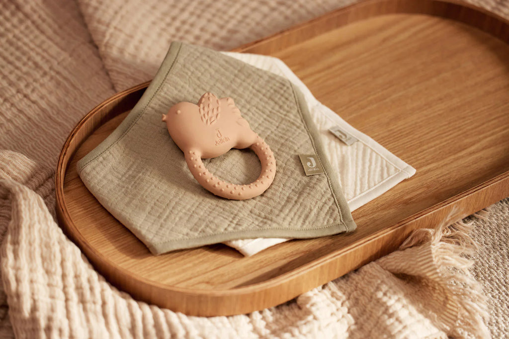 Bavoir Bandana Gaze de Coton - 2 Unités Olive Green/Oatmeal