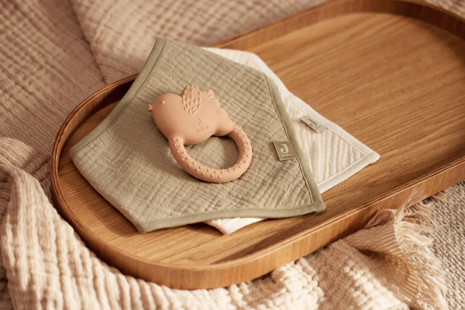 Bavoir Bandana Gaze de Coton - 2 Unités Olive Green/Oatmeal