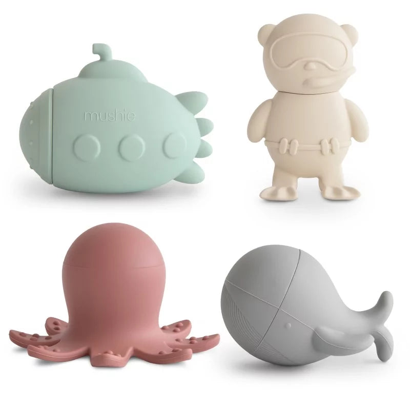 Lot de 4 jouets de bain silicone - Sea Life