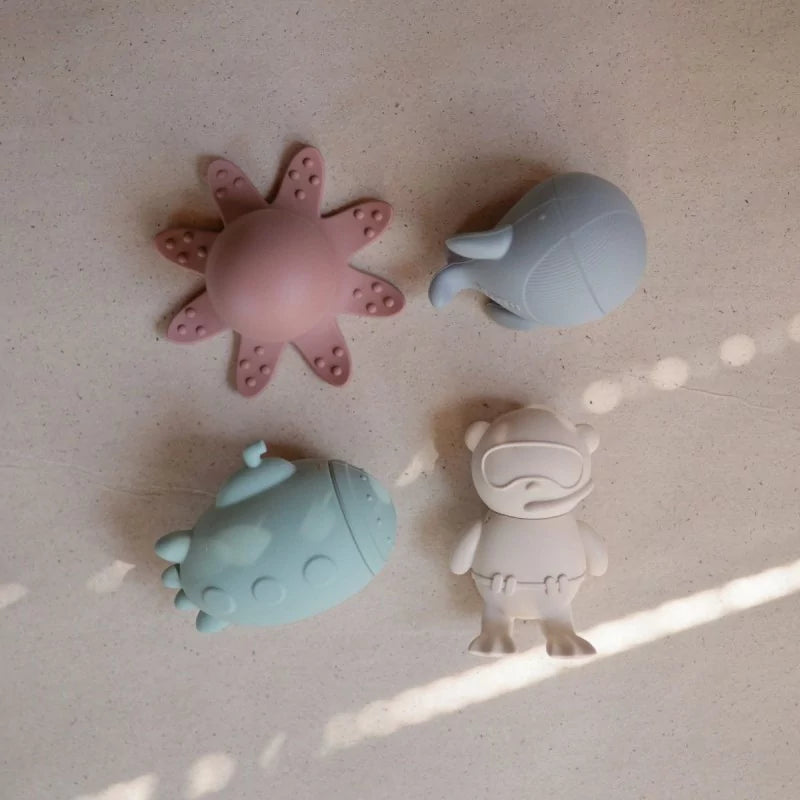 Lot de 4 jouets de bain silicone - Sea Life