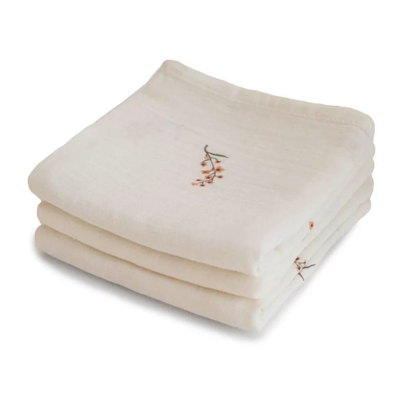 Pack 3 langes Mushie coton biologique - Flowers