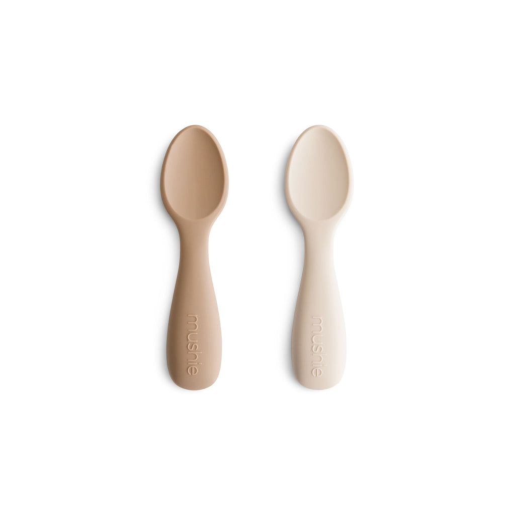 Lot 2 cuillières spéciale bébé silicone - Naturel / Shifting Sand